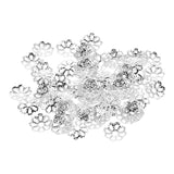 HOOWIFFY 600Pcs Metal Bead Caps Silver for Diy Jewelry Projects