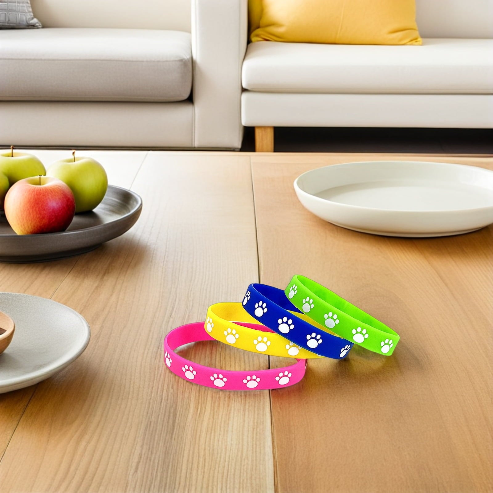HOOWIFFY 32Pcs Cute Dog Paw Print Silicone Bracelets Soft Comfortable Wristbands