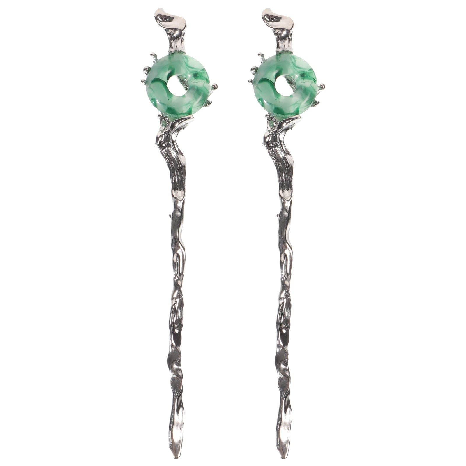 HOOWIFFY 2pcs Silver Hair Chopstick Vintage Hair Sticks Women for Night Out and Recital