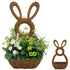 Darzheoy Bunny Basket Hanging Wall Pocket Spring Decor, Hand Woven Wicker Easter Basket, Wicker Easter Baskets Rabbit Statue Spring Wreath for Front Door Brown