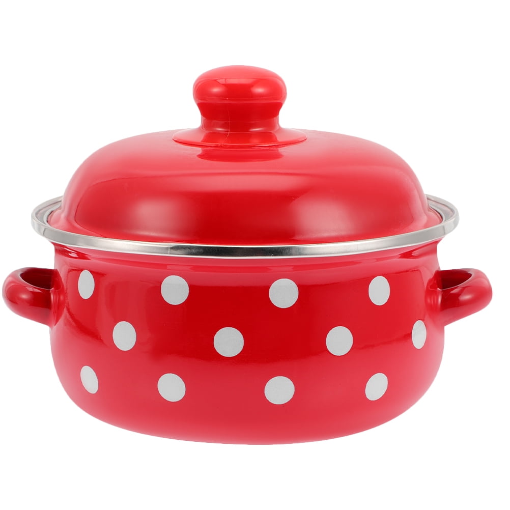 HOOWIFFY Red Enamel Pot - Daily Use Cookware for Kitchen, Versatile and Easy to Clean