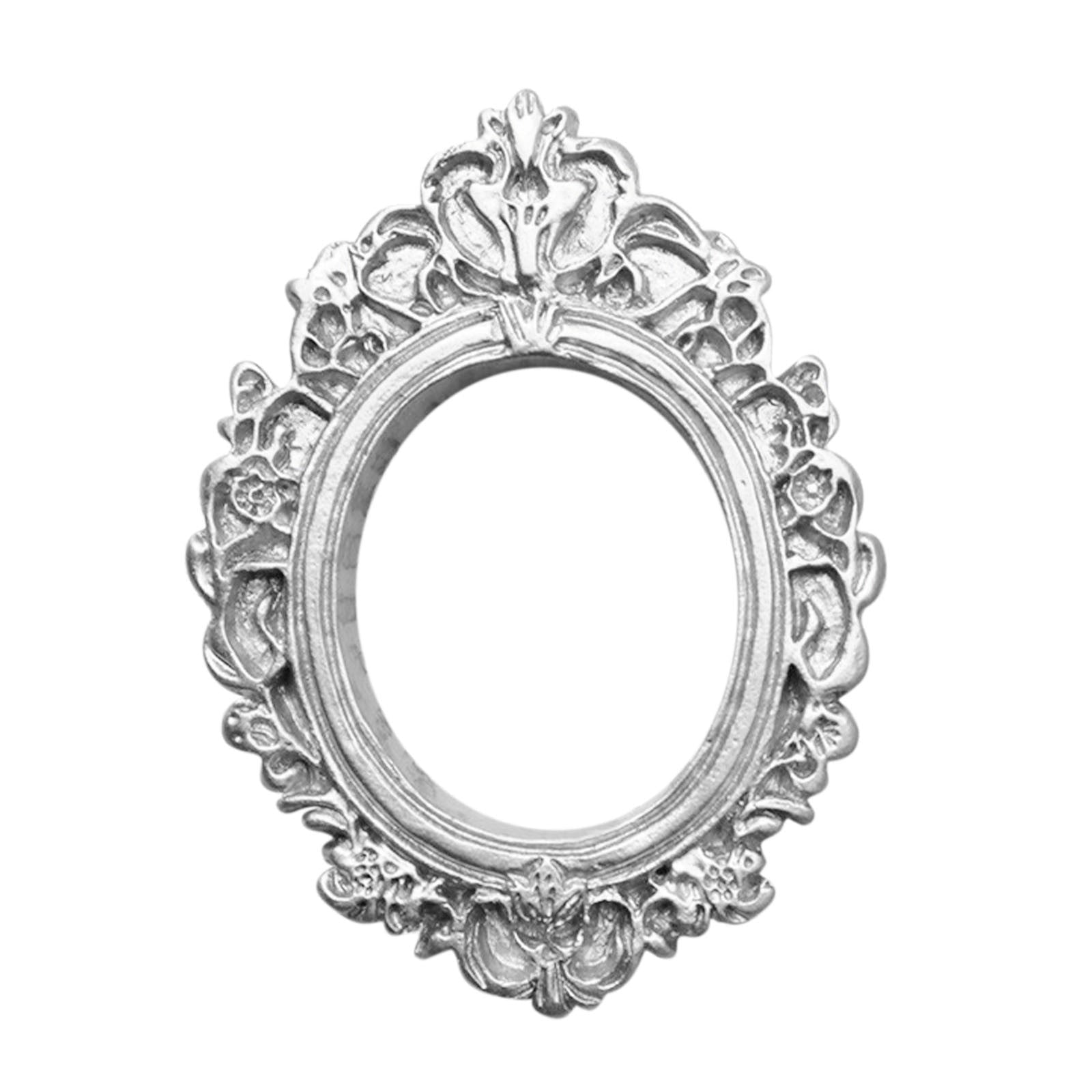 Chmadoxn Vintage Picture Frames Tiny Picture Frames Antique Photo Frame Mini Vintage Frame Ornate Resin Oval Frame Table Top Display Frame Home Wedding Decor 2.8×2.1 in White