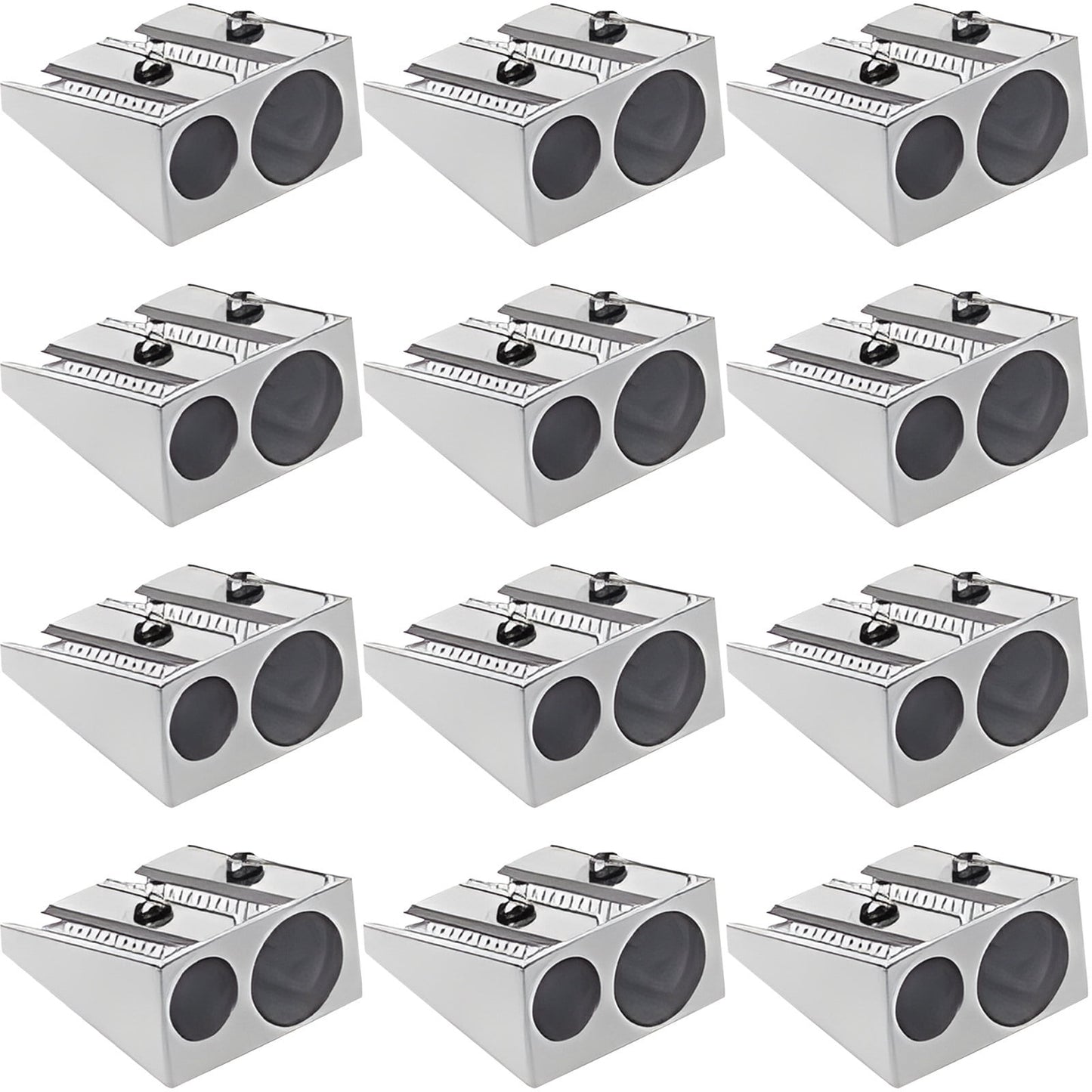 Chmadoxn Pencil Sharpener Survival, Hand Held Pencil Sharpener, Metal Pencil Sharpener Magnesium, 2-Hole Pencil Sharpener Magnesium Alloy Wedge Profile, Magnesium Alloy Pencil Sharpener (12 pc) 0.9×0.9×0.4 in B