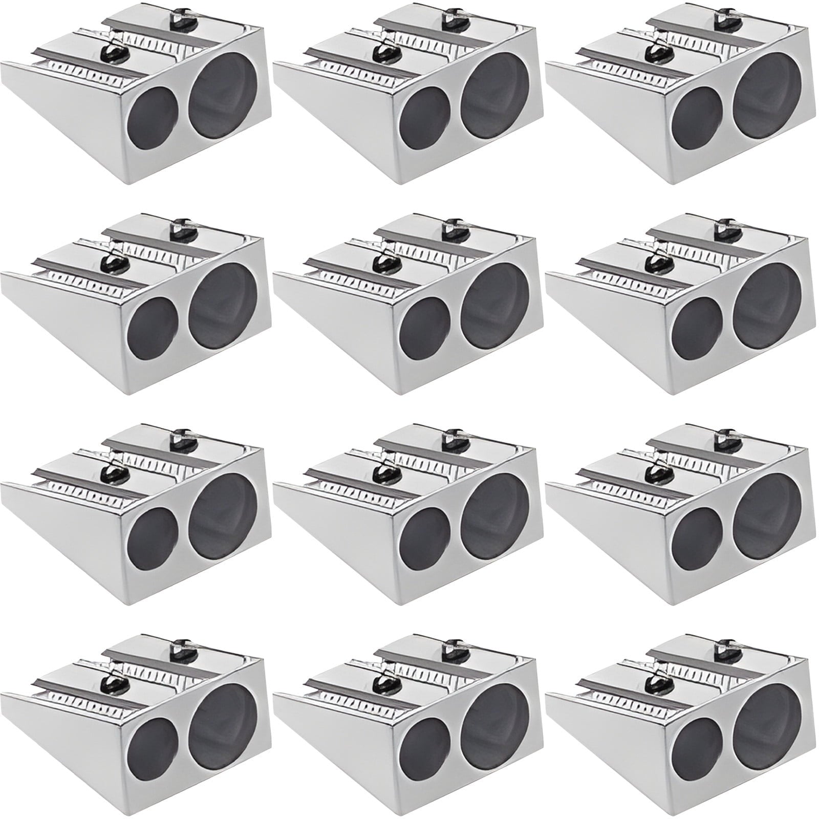 Chmadoxn Pencil Sharpener Survival, Hand Held Pencil Sharpener, Metal Pencil Sharpener Magnesium, 2-Hole Pencil Sharpener Magnesium Alloy Wedge Profile, Magnesium Alloy Pencil Sharpener (12 pc) 0.9×0.9×0.4 in C