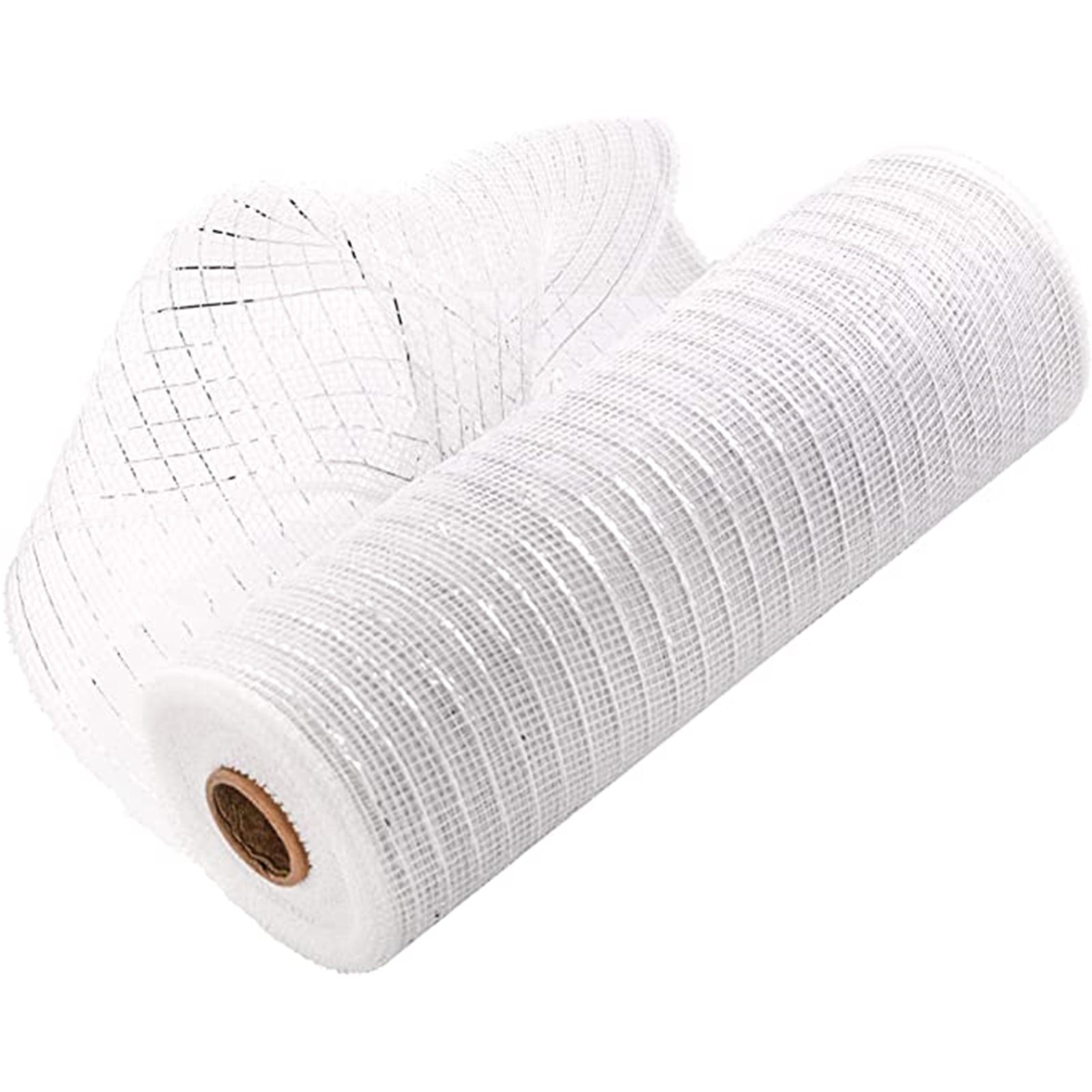 Darzheoy 10 Inch x 30 Feet Deco Poly Mesh Ribbon, Metallic Foil Poly Mesh Ribbon, for Wreaths, Swags, Craft, Wedding, Party and Decorating Supplies White