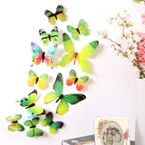 Darzheoy 12Pcs Butterfly Wall Decals, 3D Butterfly Wall Stickers Removable DIY Home Decorations Art Decor Wall Stickers Murals for Kids Bedroom Living Room Classroom Office Green