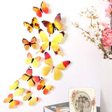Darzheoy 12Pcs Butterfly Wall Decals, 3D Butterfly Wall Stickers Removable DIY Home Decorations Art Decor Wall Stickers Murals for Kids Bedroom Living Room Classroom Office Yellow