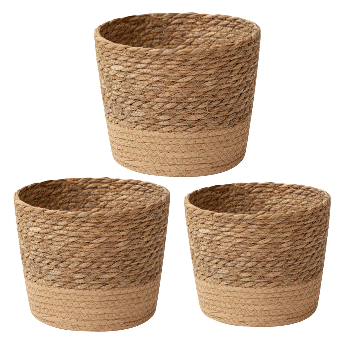 Darzheoy Woven Seagrass Plant Basket, Flower Pots Home Boho Decor, Storage Picnic Grocery Straw Bag for Plant Artificial Tree - 5.5"×8.7"×6.3 D