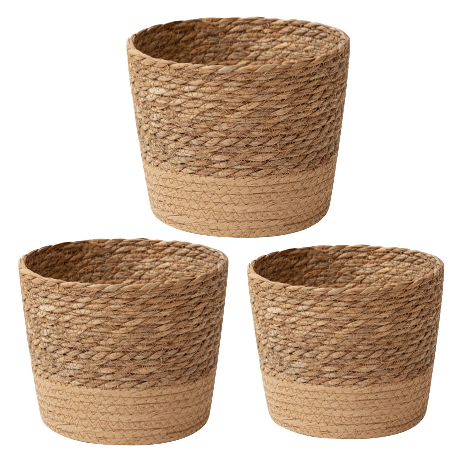 Darzheoy Woven Seagrass Plant Basket, Flower Pots Home Boho Decor, Storage Picnic Grocery Straw Bag for Plant Artificial Tree - 5.5"×8.7"×6.3 E