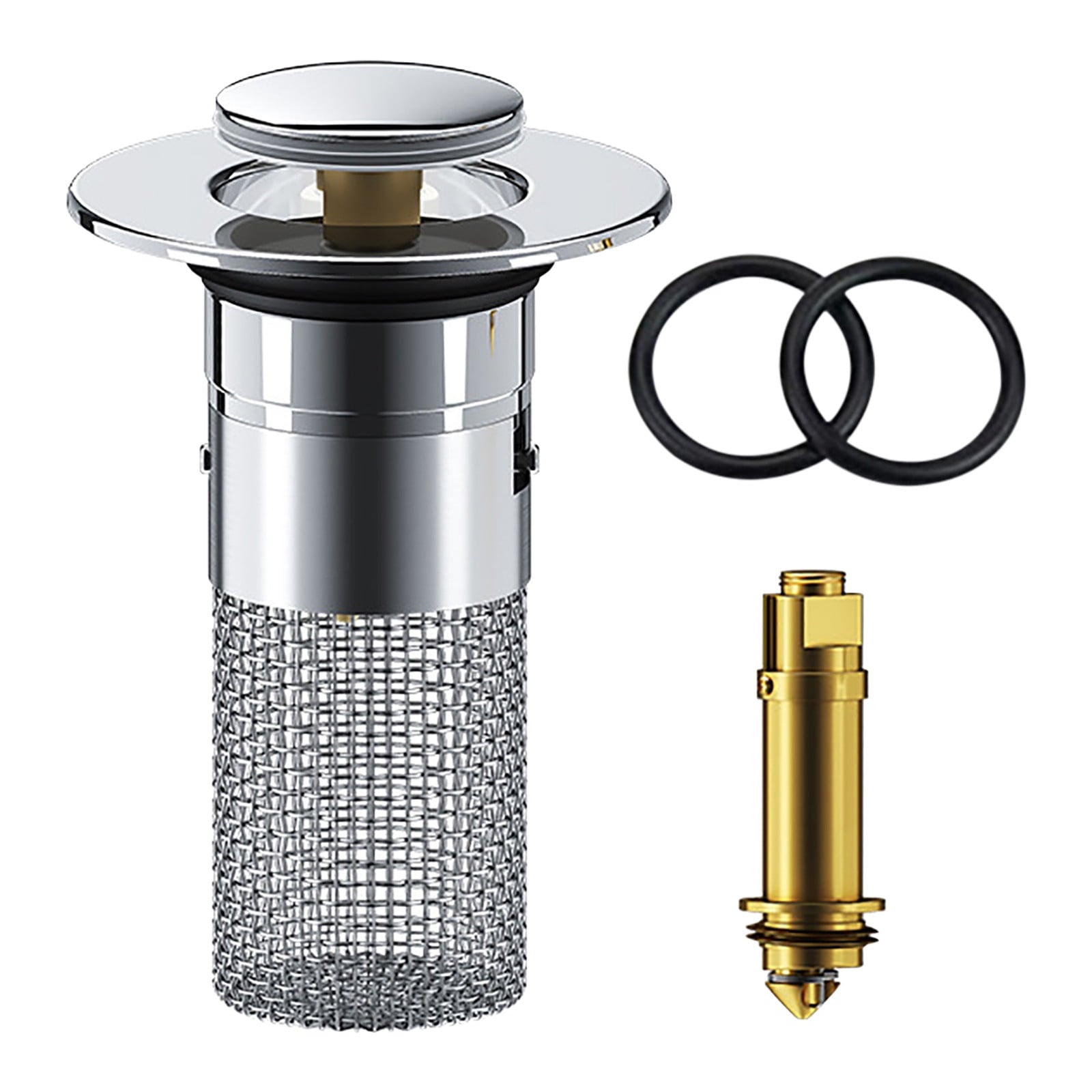 Chmadoxn Universal Bathroom Sink Stopper, Basin Sink Drain Strainer, Bathroom Sink Plug with Stainless Steel Hair Catcher on 1 pc B