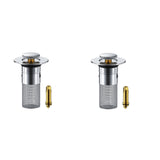 Chmadoxn Universal Bathroom Sink Stopper, Basin Sink Drain Strainer, Bathroom Sink Plug with Stainless Steel Hair Catcher on 2 pc silvery