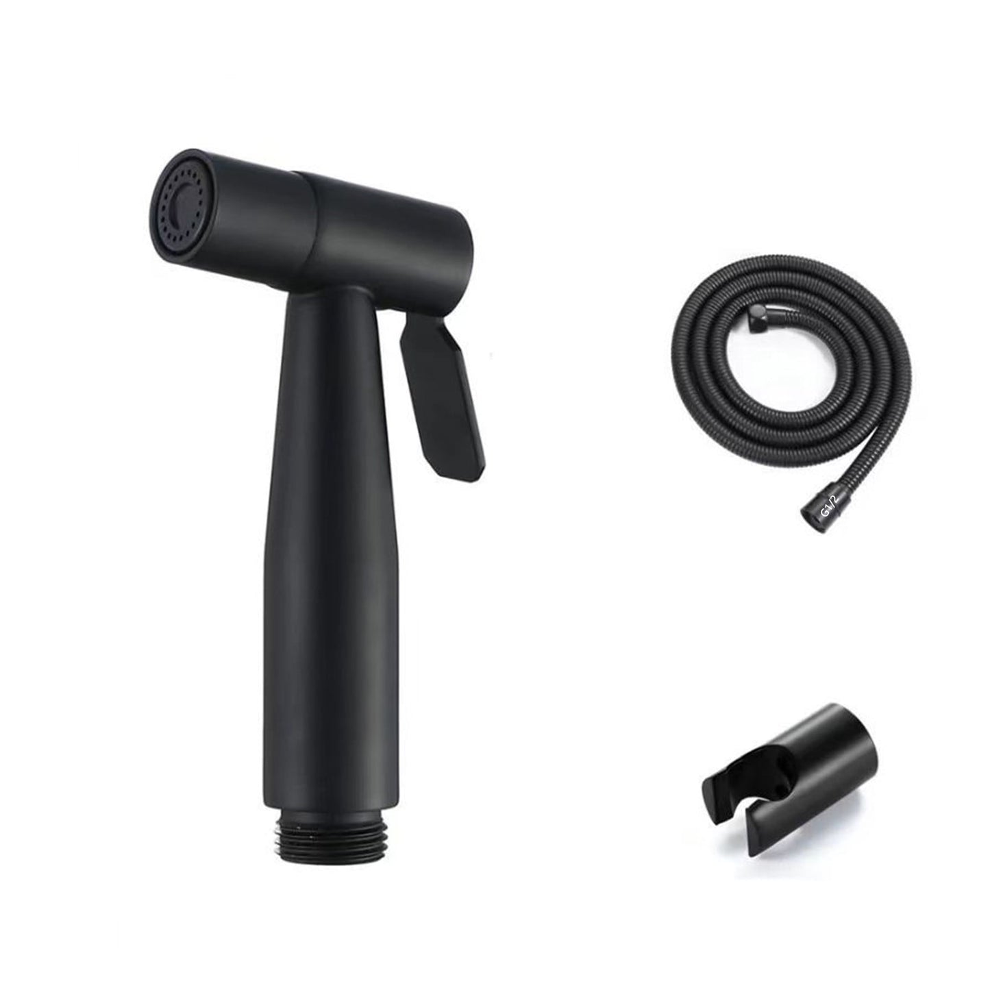 Kdkad Handheld Bidet Sprayer for Toilet, Premium Stainless Steel Bathroom Bidet Sprayer Set, Baby Cloth Diaper Sprayer with Superior Complete Bidet Spray Hoses Kit, Support Wall or Toilet Mount 4.7×2.3 in Black