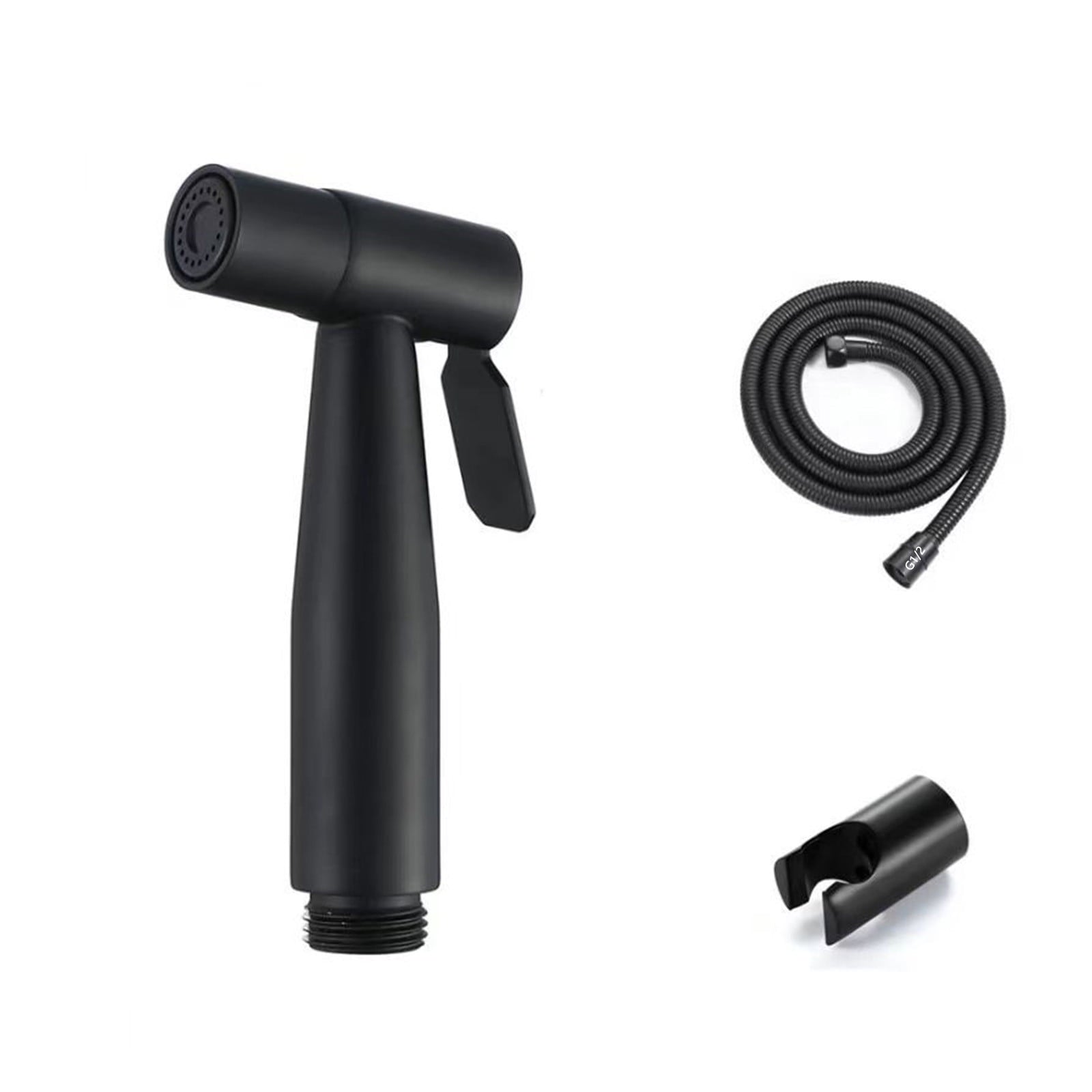 Kdkad Handheld Bidet Sprayer for Toilet, Premium Stainless Steel Bathroom Bidet Sprayer Set, Baby Cloth Diaper Sprayer with Superior Complete Bidet Spray Hoses Kit, Support Wall or Toilet Mount 4.7×2.3 in Black
