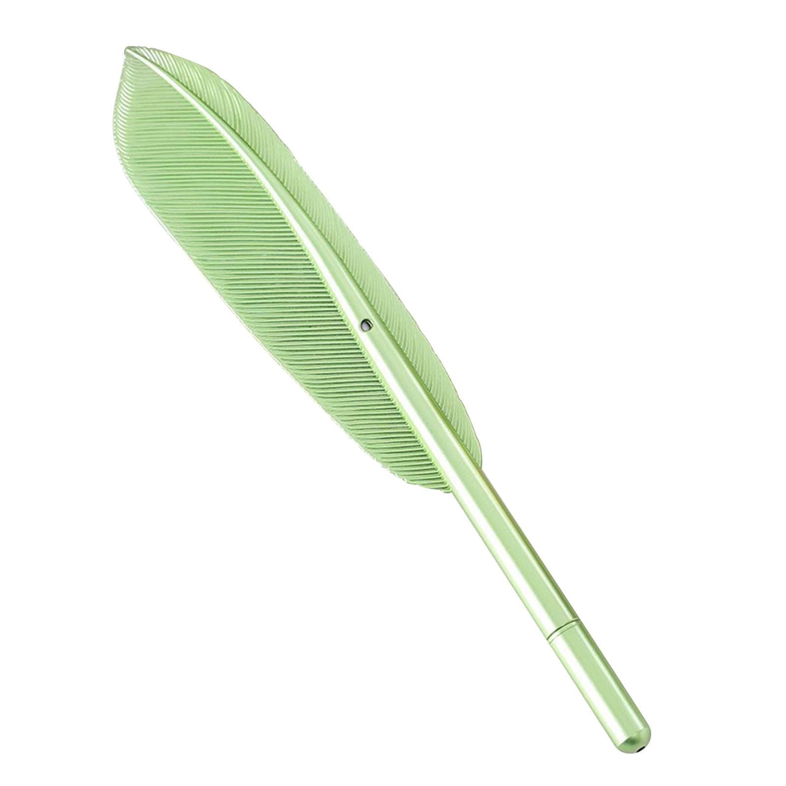 Darzheoy Feather Ballpoint Pens Black Ink Natural Feather Quill Ballpoint Pen for Office, Retro Quill Writing Wedding Sign Pen Green