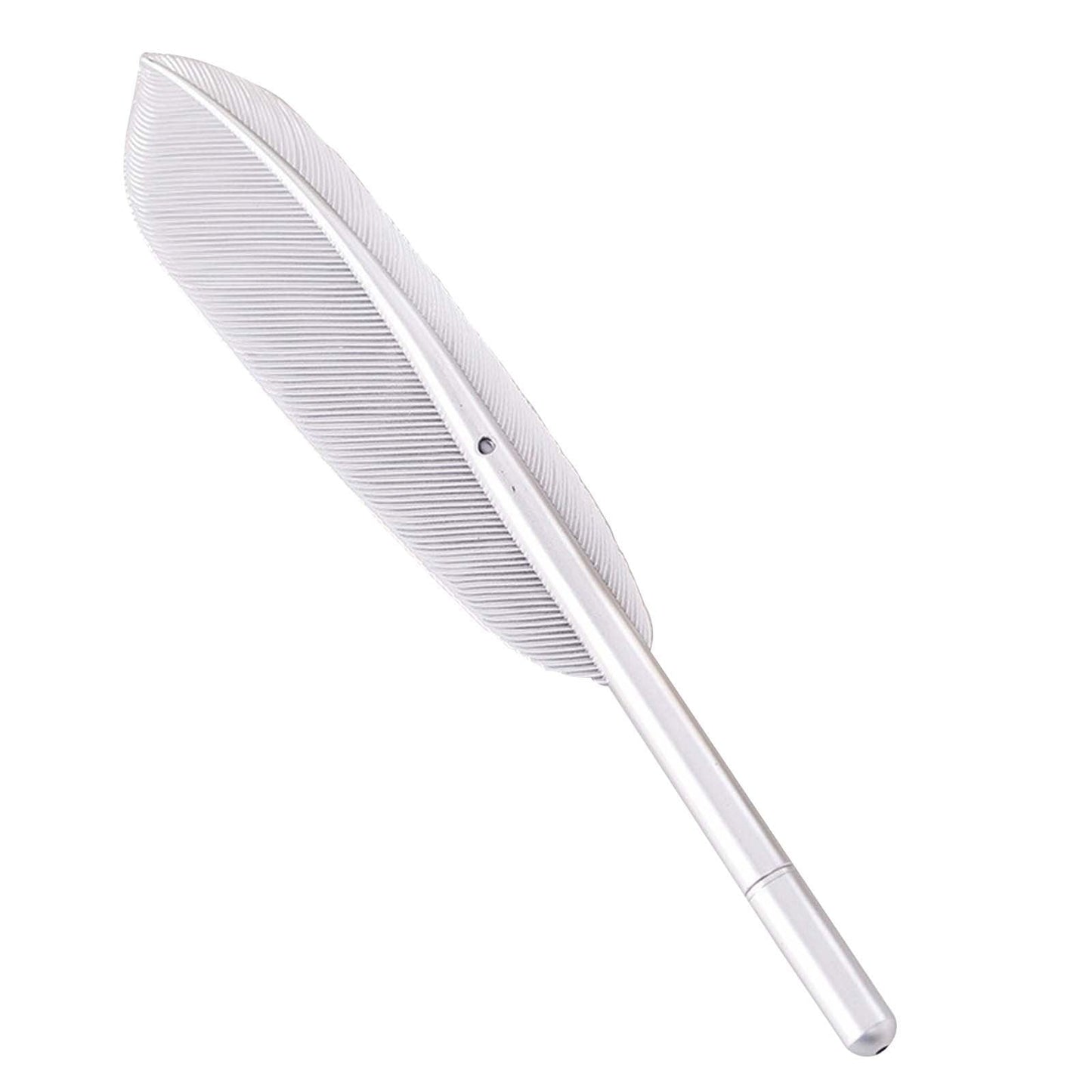 Darzheoy Feather Ballpoint Pens Black Ink Natural Feather Quill Ballpoint Pen for Office, Retro Quill Writing Wedding Sign Pen Silver