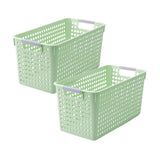 Darzheoy Laundry Basket, 2 pcs Plastic Hamper with Handles, Open Storage Bin to Organize Closets, Cabinets, Pantry, Shelving and Countertop Space, Suitable for Families and Dorms 3PC-Green