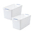 Darzheoy Laundry Basket, 2 pcs Plastic Hamper with Handles, Open Storage Bin to Organize Closets, Cabinets, Pantry, Shelving and Countertop Space, Suitable for Families and Dorms 3PC-White
