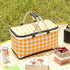 Kdkad Picnic Basket, Collapsible Shopping Basket with Lid Large Market Basket with Handles Reusable Folding Grocery Basket Insulated Cooler Bag for Picnic Travel 18.5×8.7×10.6 in Yellow