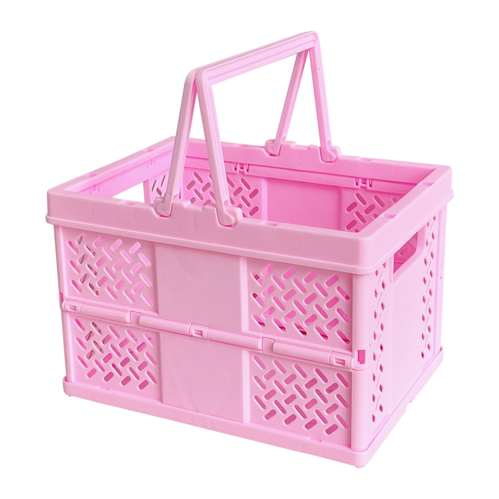 Darzheoy Large Picnic Basket, Collapsible Picnic Basket, Basket With Handle, Beach Picnic Basket, For Home, Kitchen, Camping, Picnic, Beach, Shopping Pink