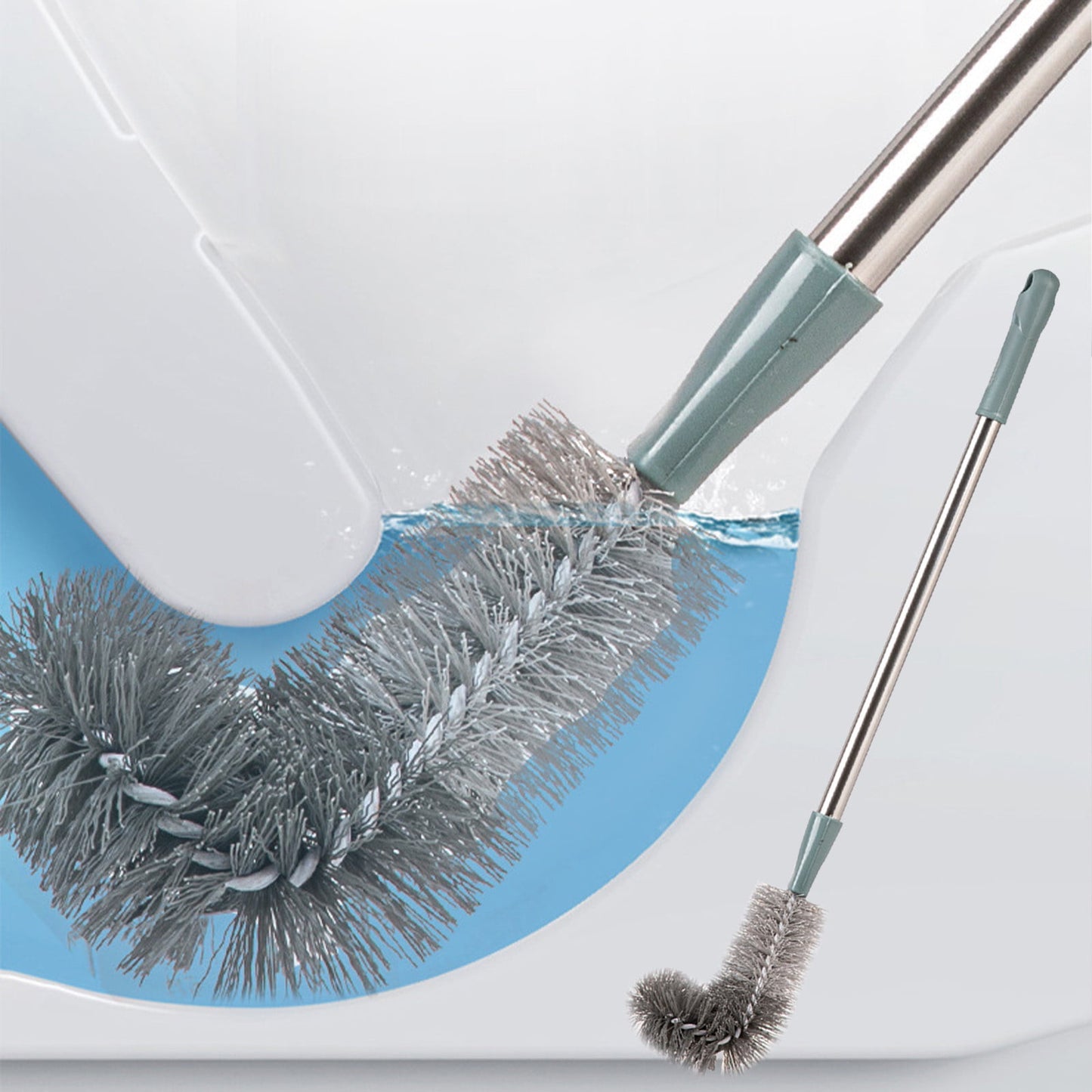 Kdkad Toilet Brush, Curved Design Angled Cleaner Brush Scrubber for Deep Cleaning, Long Plastic Handle and Flexible Bristles Bathroom Toilet Bowl Brush 20×4.5 in Green