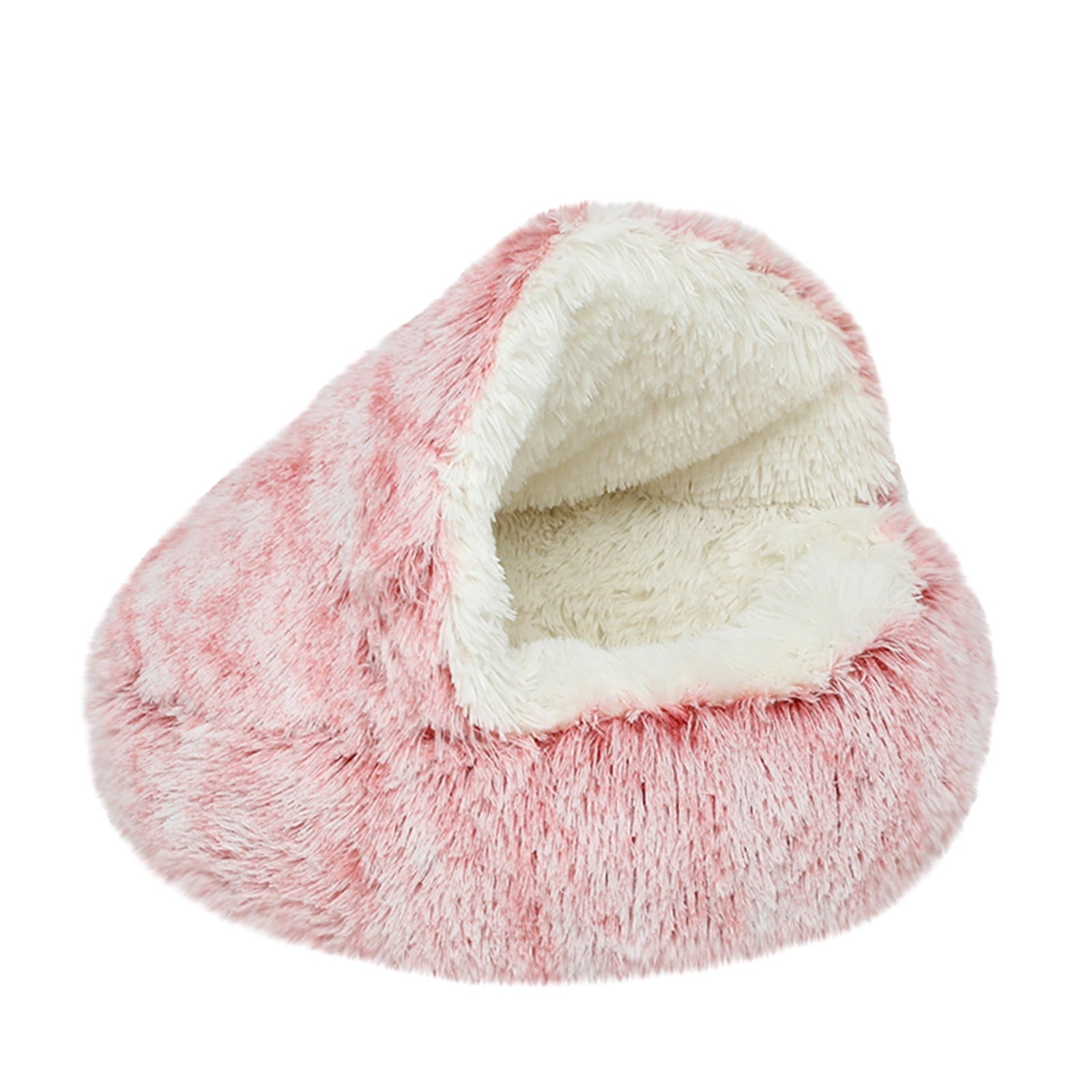 Darzheoy Calming Dog Beds & Cat Cave Bed with Hooded Cover, Removable Washable Round Beds for Small Medium Pets, Anti-Slip Plush Coved Bed for Pet (20"x20") L