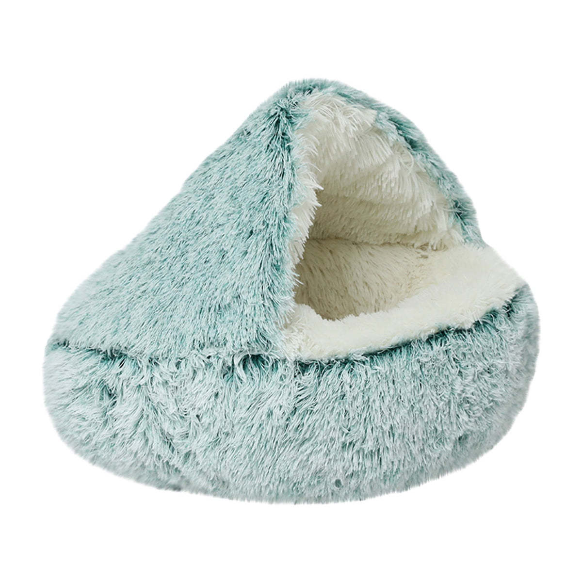 Darzheoy Calming Dog Beds & Cat Cave Bed with Hooded Cover, Removable Washable Round Beds for Small Medium Pets, Anti-Slip Plush Coved Bed for Pet (20"x20") O