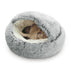 Darzheoy Cat Bed Round Plush Hooded Cat Bed Cave, for Indoor Cats or Small Dog Beds, Calming Pet Beds Calm Anti-nxiety Dog Bed, Waterproof Bottom Washable (16"x16") Gray