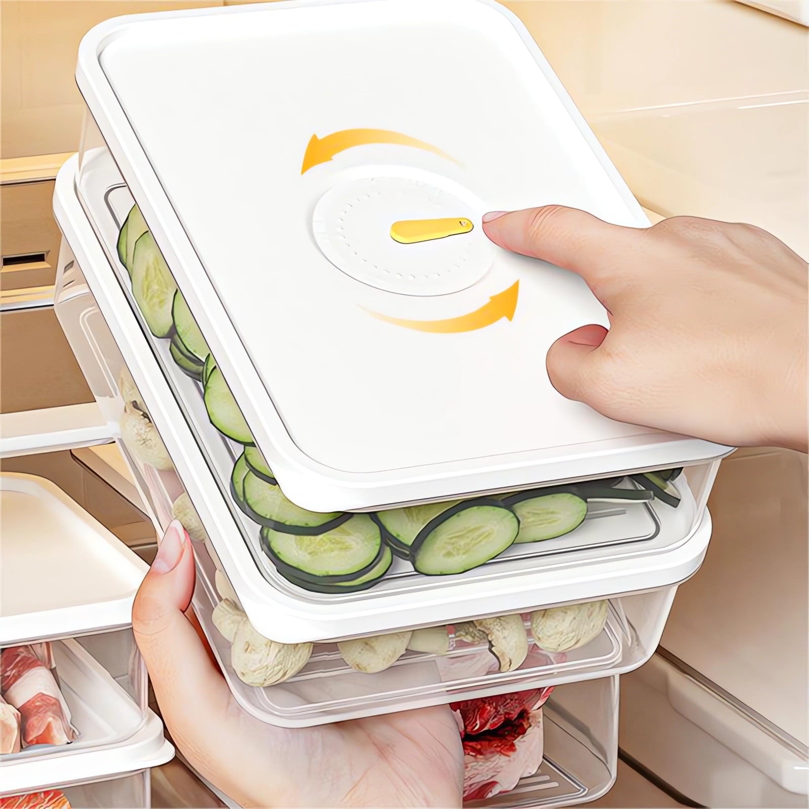Kdkad Meat Container for Fridge, Lunch Meat Container for Refrigerator Organizers and Storage - Stackable Food Storage Boxes with Lids Cheese Keep Box for Fridge Airtight Organizer