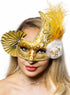 Elaborate Gold Fan Masquerade Mask