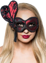 Deluxe Black and Red Brocade Masquerade Mask