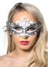 Metal Overlay White Glitter Masquerade Mask