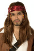 Caribbean Pirate Mens Long Brown Wig and Head Scarf