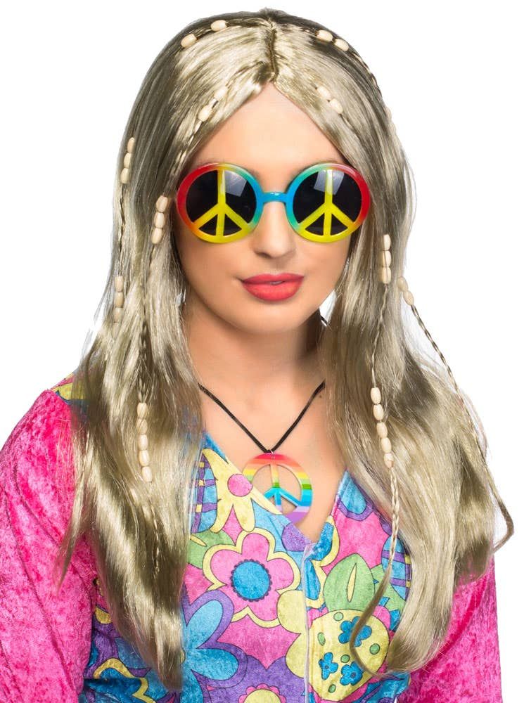 Love Child Womens Blonde Hippie Costume Wig