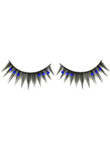 Spiked Black False Eyelashes with Blue Rhinestones