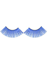 Long Blue False Eyelashes with Silver Tinsel