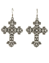 Gun Metal Black Gothic Cross Halloween Earrings