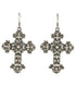 Gun Metal Black Gothic Cross Halloween Earrings