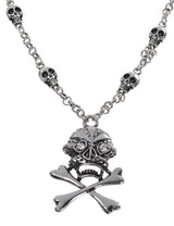 Silver Skull and Cross Bones Womens Necklace