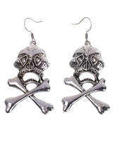 Silver Skull and Cross Bones Womens Earrings