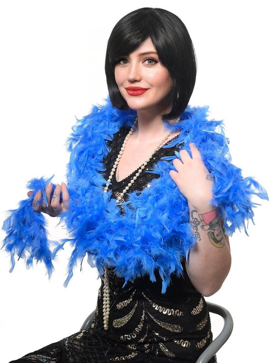 Blue Feather Boa Costume Accessory
