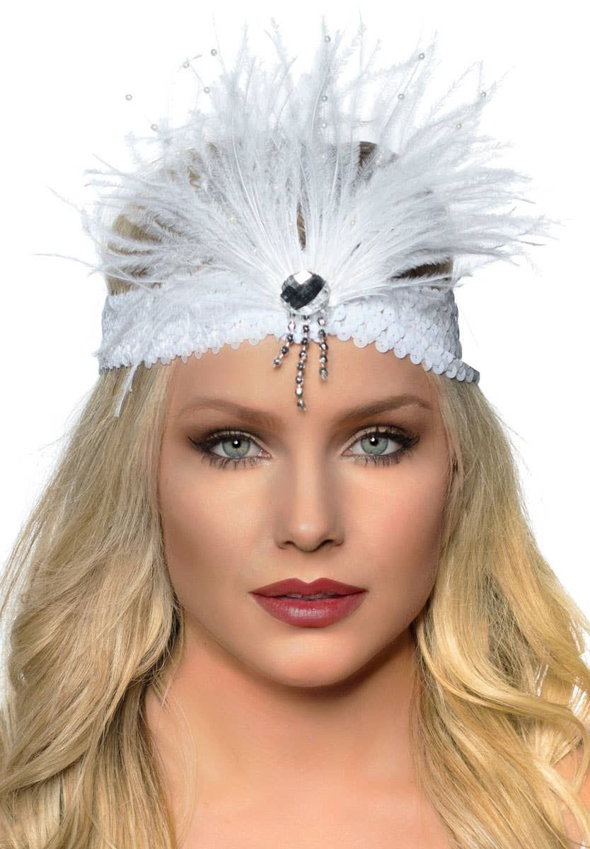 Gatsby Soft White Feather Flapper Headband