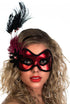 Side Feather Red Vinyl Masquerade Mask