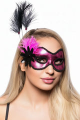 Side Feather Pink Vinyl Masquerade Mask