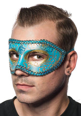 Unisex Blue Mardi Gras Mens Masquerade Mask