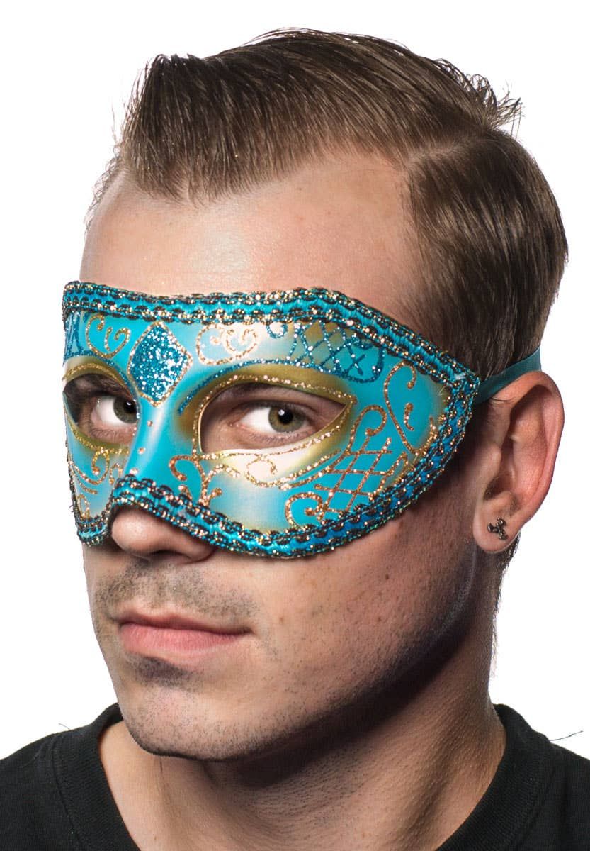 Unisex Blue Mardi Gras Mens Masquerade Mask