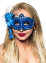 Celebration Blue Glitter Masquerade Mask