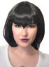 Deluxe Womens Black Vampire Bob Wig with V Fringe