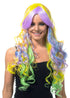 Deluxe Pastel Rainbow Long Curly Womens Costume Wig