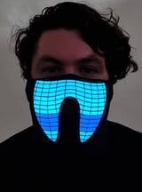 Purple and Teal Wave Sound Activated Light Up Pattern Mask