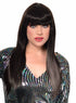 Dark Brown Womens Long Straight Costume Wig with Fringe